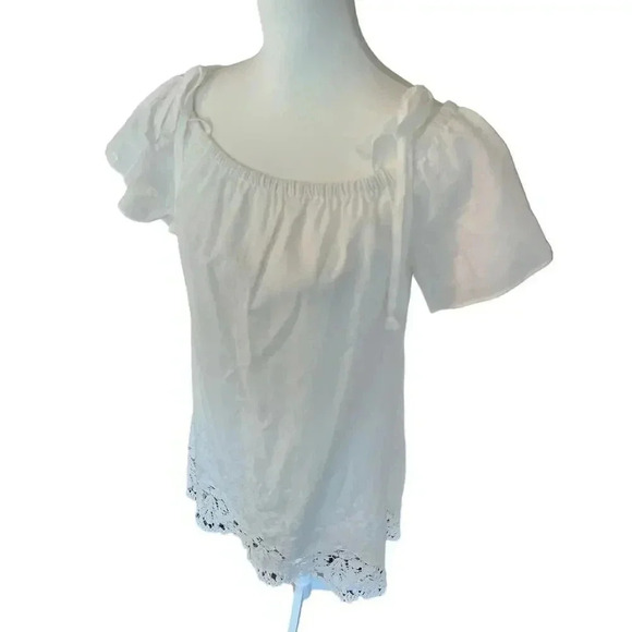 Madewell sundress cold shoulders white with embroidered lace bottom size medium - Picture 6 of 11